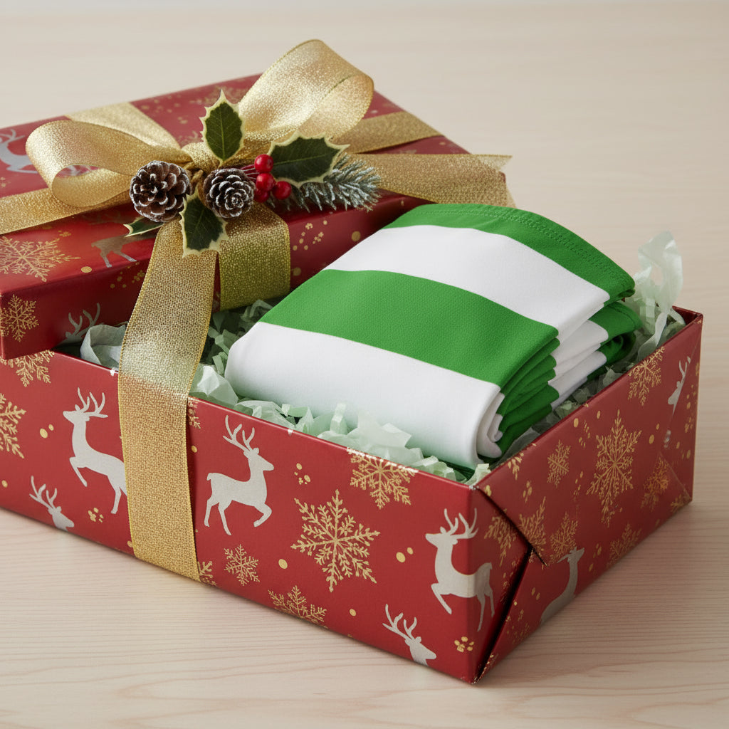 Green & White Bold Stripe Leggings — All-Over Print Printify