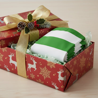 Green & White Bold Stripe Leggings — All-Over Print Printify