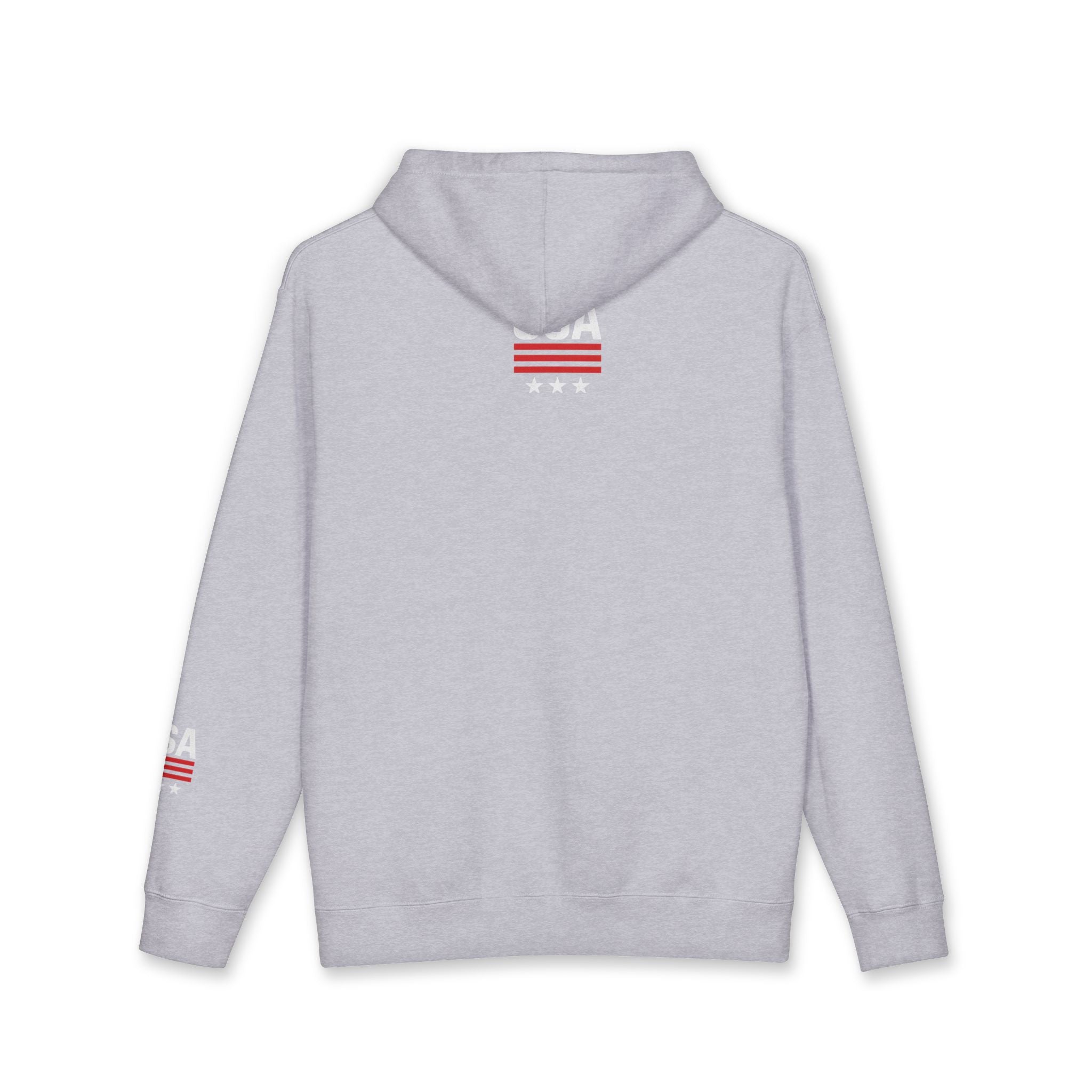 USA Minimal Flag Hoodie — Patriotic White Pullover