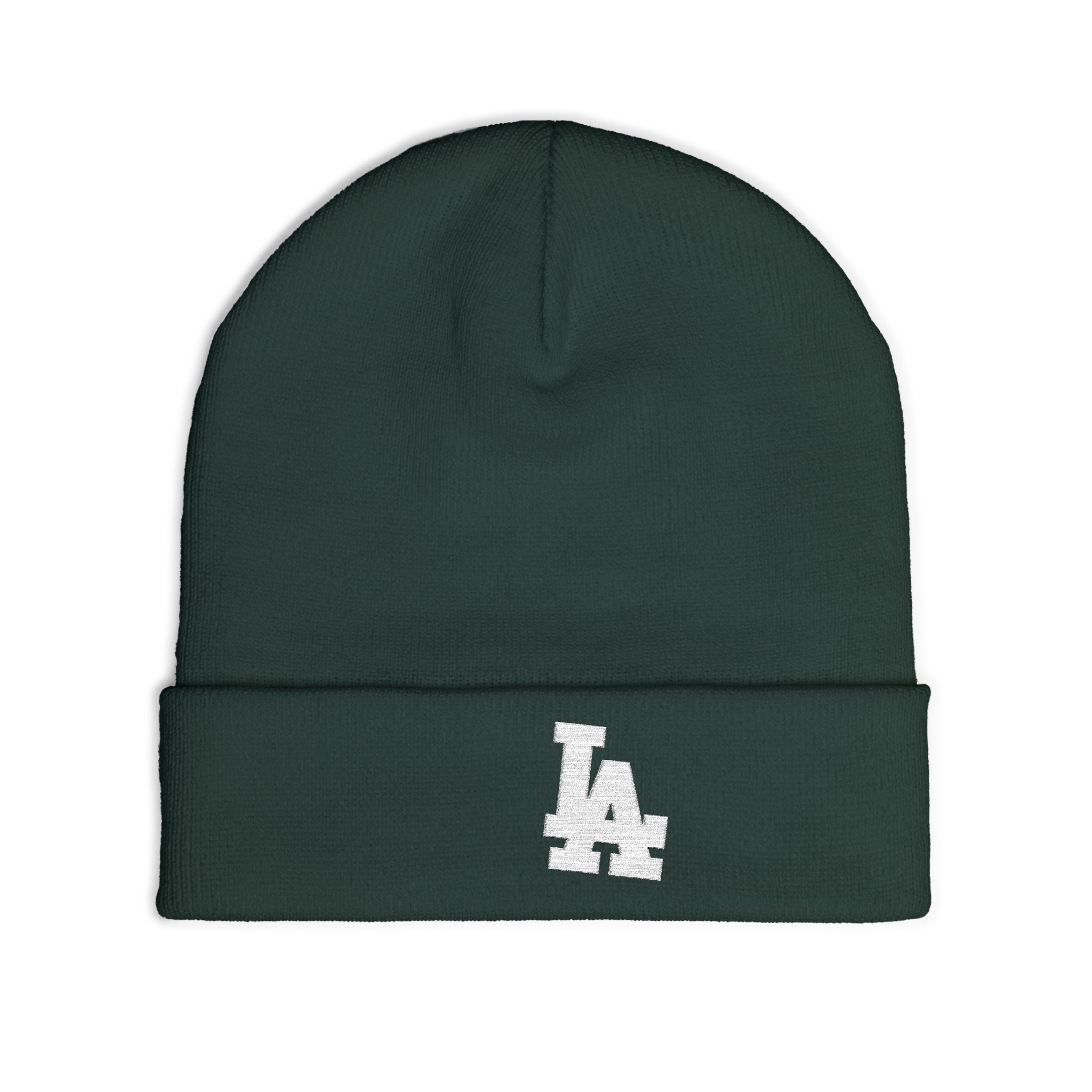 Embroidered LA Logo Knit Beanie — Cozy Streetwear Winter Hat