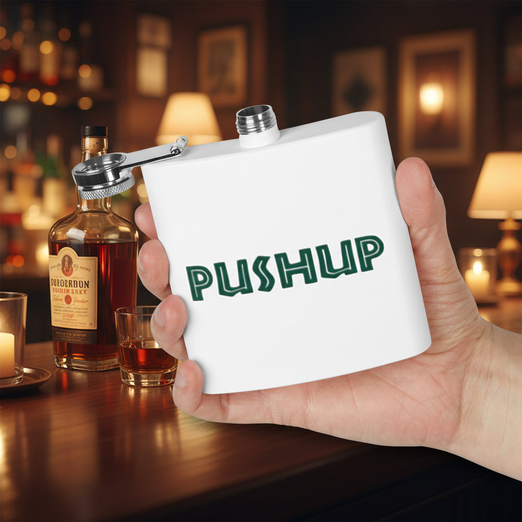 Personalized 6oz Stainless Steel Flask - Pushup Design