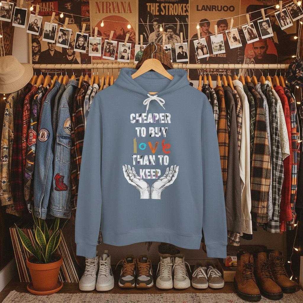 Cheaper to buy love than keep Hooded Sweatshirt Printify