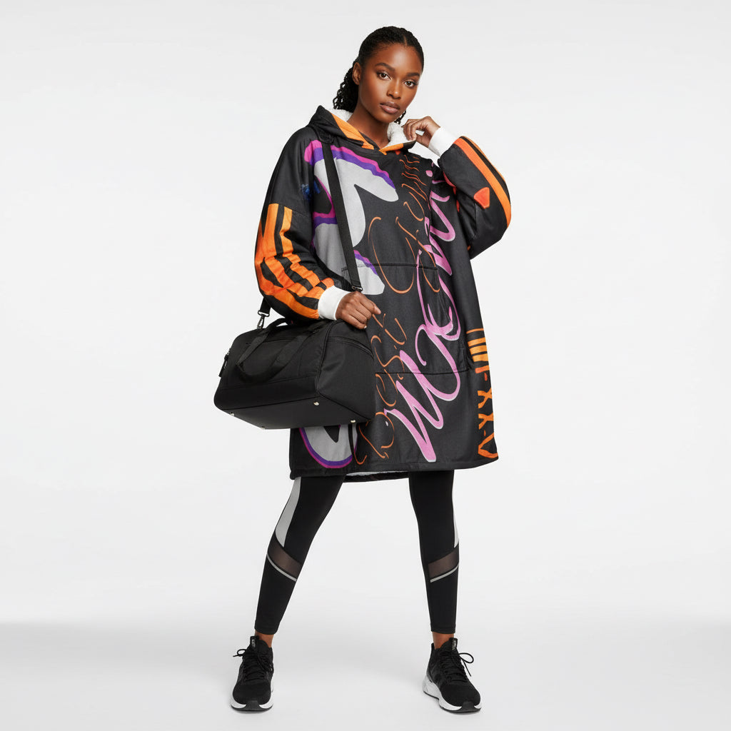 Bold Graphic Unisex Hooded Blanket - Perfect for Gym Lovers & Cozy Nights Printify