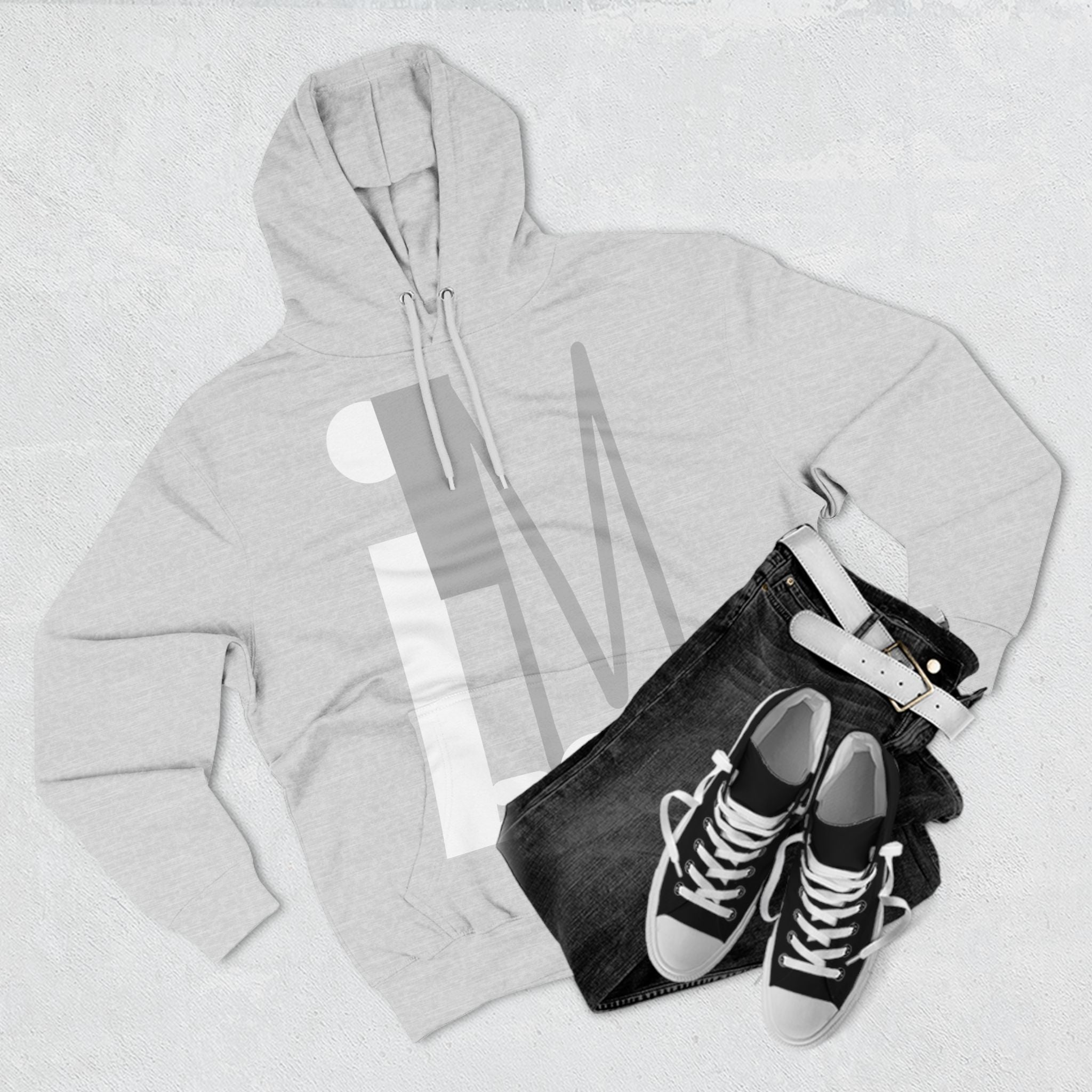 Hoodie with 'I'M zOk' Design - Three-Panel Fleece