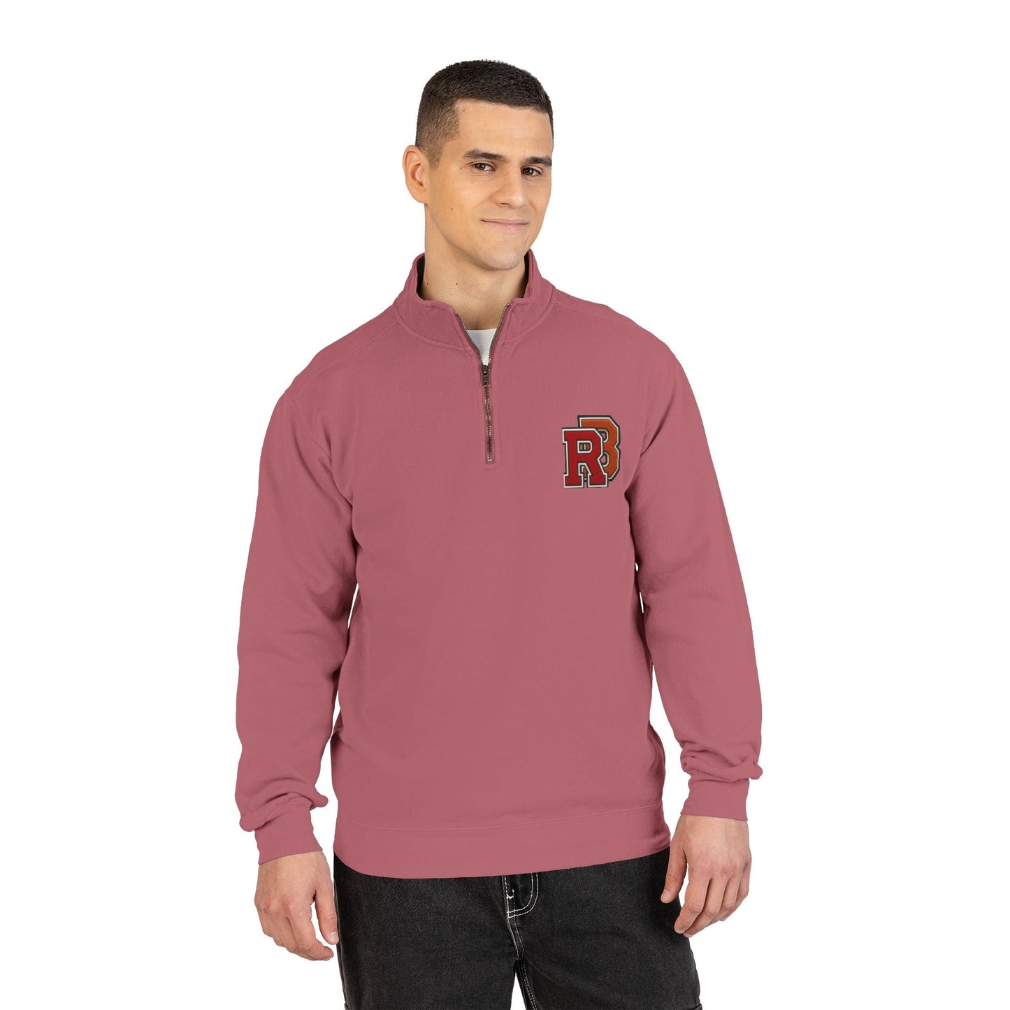 Quarter-Zip Sweatshirt — Retro 'RB' Varsity Logo Pullover Printify