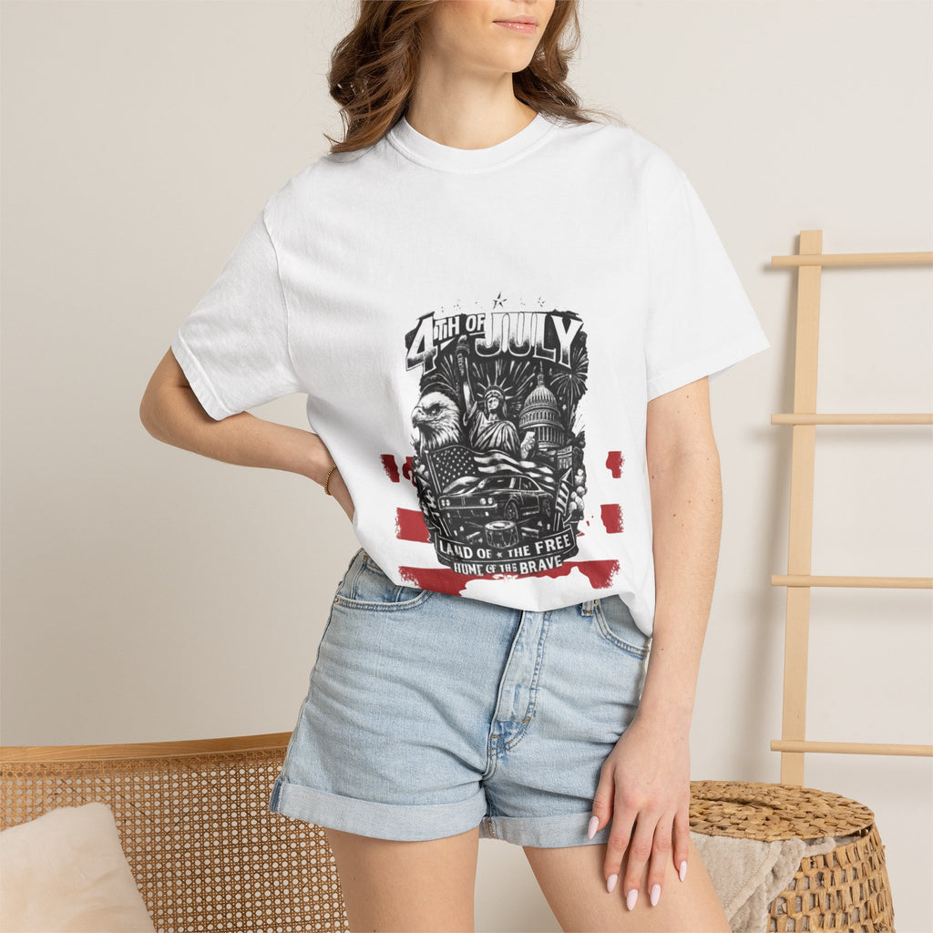 4th of July Eagle T-Shirt — 'Land of the Free' Patriotic Graphic Tee