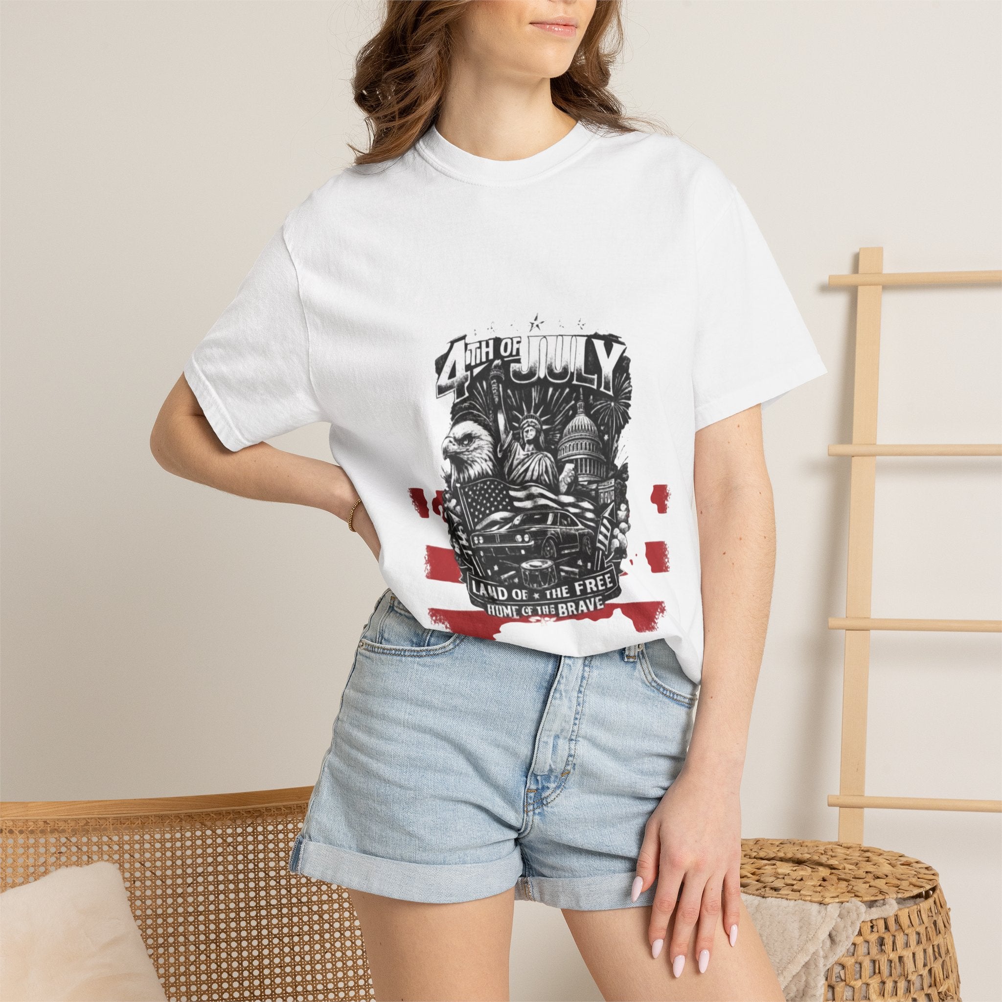 4th of July Eagle T-Shirt — 'Land of the Free' Patriotic Graphic Tee