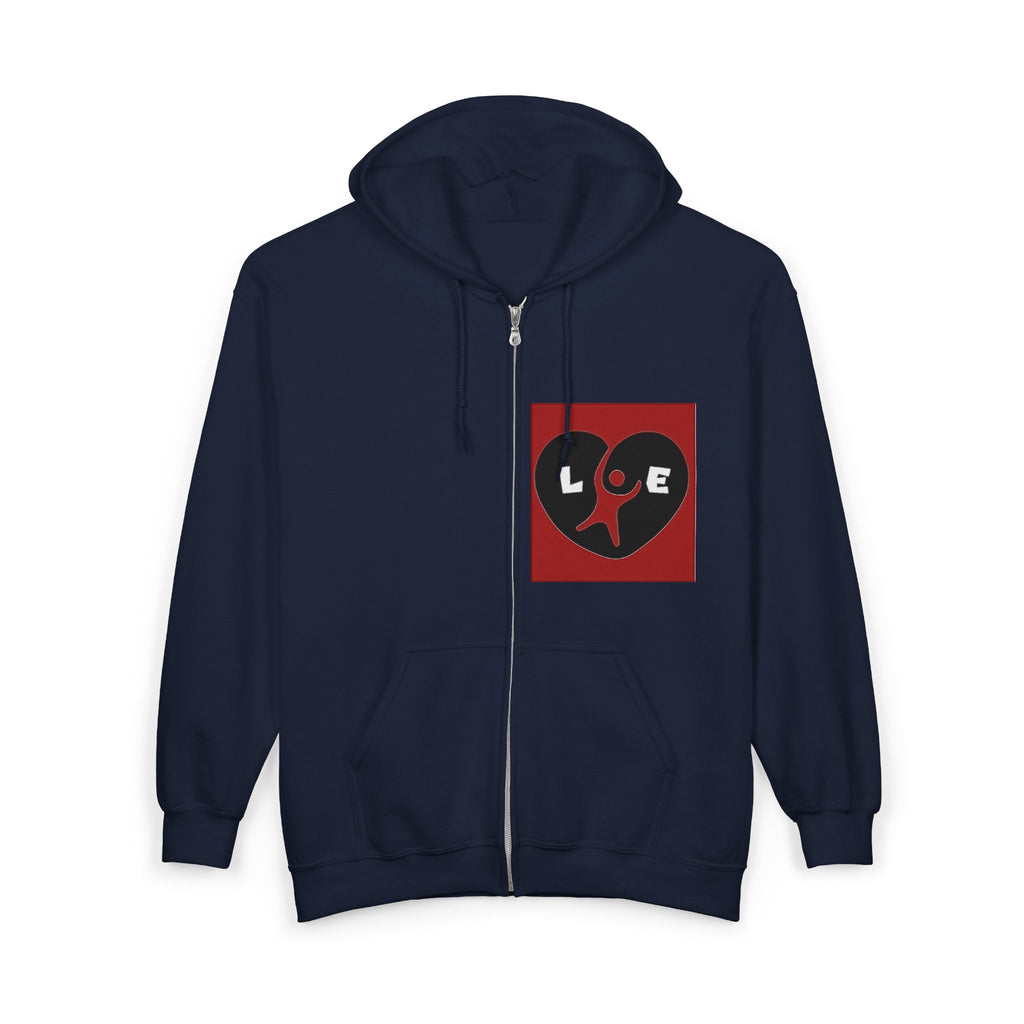 Heart Love Graphic Zip Hoodie, unisex Printify