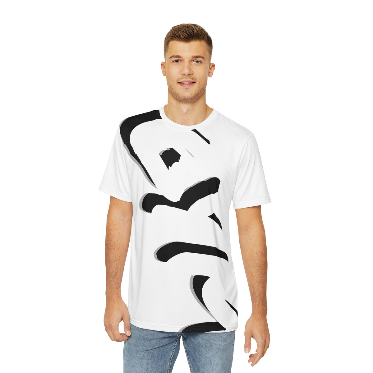 Men's Artistic Graphic Tee – Stylish Polyester Top for Casual Wear