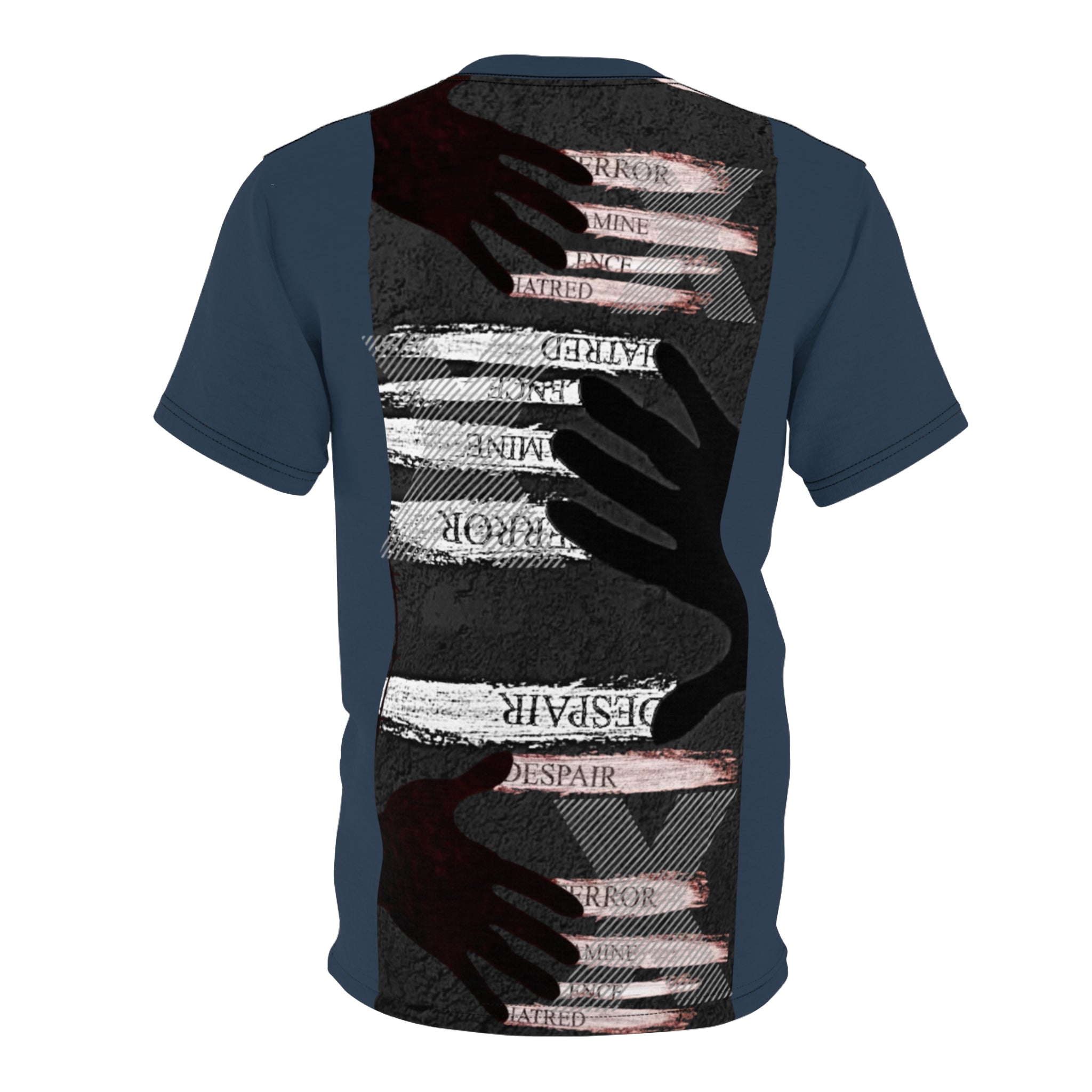 Artistic Unisex Tee with Hands Design, Unique Graphic Shirt, Fashionable AOP Tee, Statement Wear, Gender-Neutral Fashion Printify