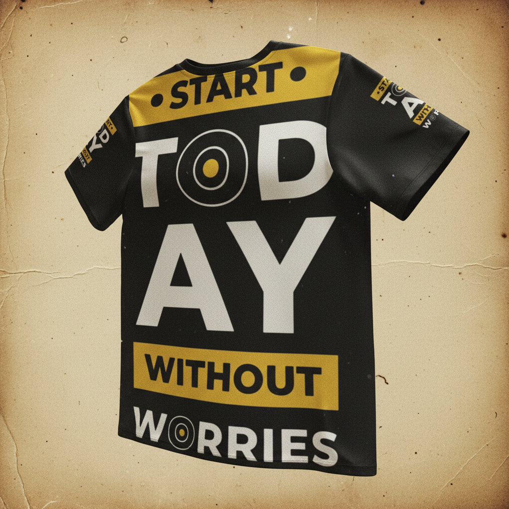 Motivational 'Start Today Without Worries' Men's Tee