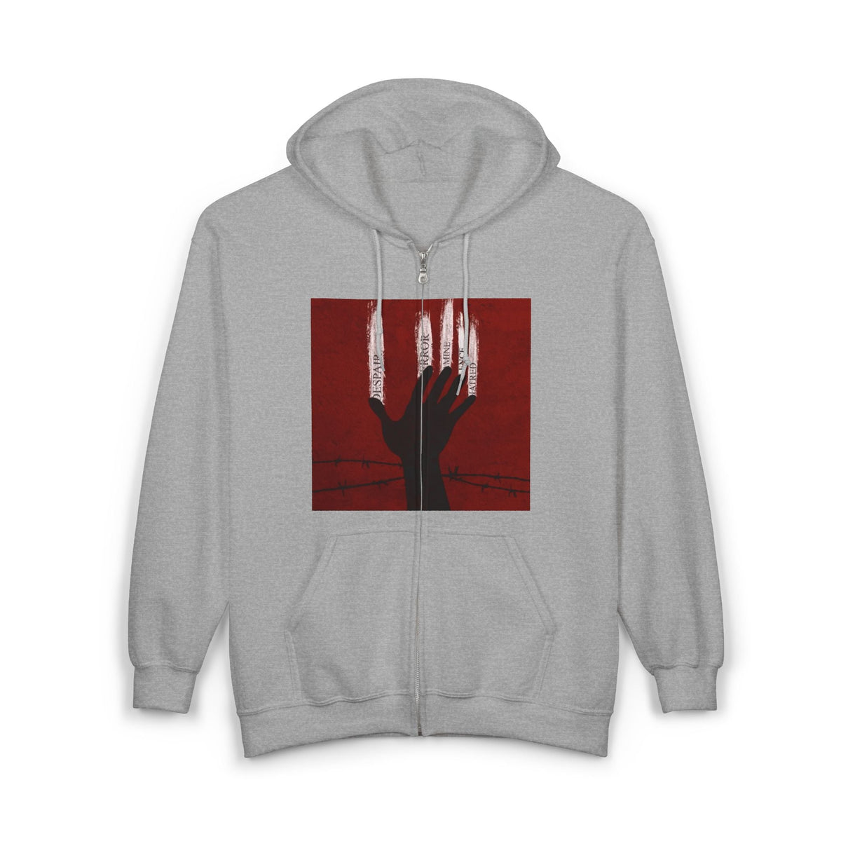 Unisex Zip Hoodie - Perfect for Spooky Season, Scary Movie Nights, Gift for Horror Fans, Unique Sweatshirt, Cozy Warmth Printify