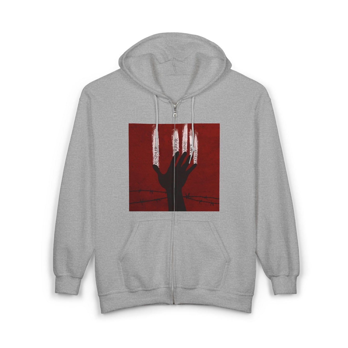 Unisex Zip Hoodie - Perfect for Spooky Season, Scary Movie Nights, Gift for Horror Fans, Unique Sweatshirt, Cozy Warmth Printify
