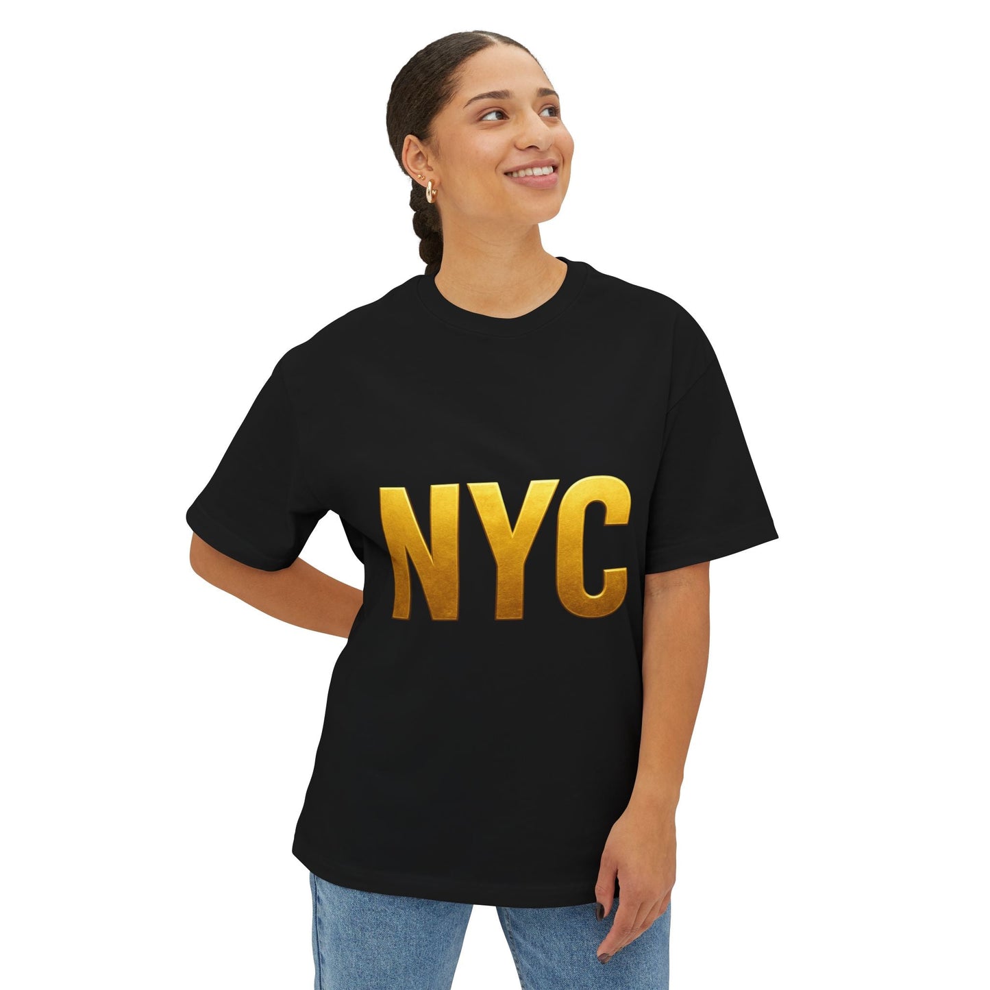 NYC Gold Foil Unisex Oversized Tee Printify