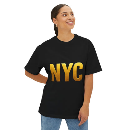 NYC Gold Foil Unisex Oversized Tee Printify