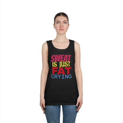 Sweat is Just Fat Crying Tank Top, Motivational Gym Shirt, Fitness Apparel, Unisex Workout Top, Summer Activewear, Gift for Fitness [...] Printify