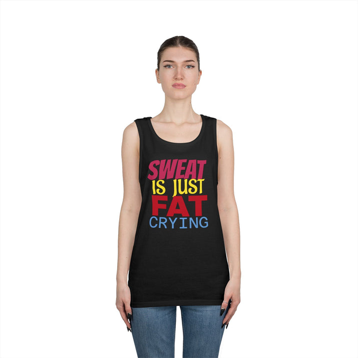 Sweat is Just Fat Crying Tank Top, Motivational Gym Shirt, Fitness Apparel, Unisex Workout Top, Summer Activewear, Gift for Fitness [...] Printify