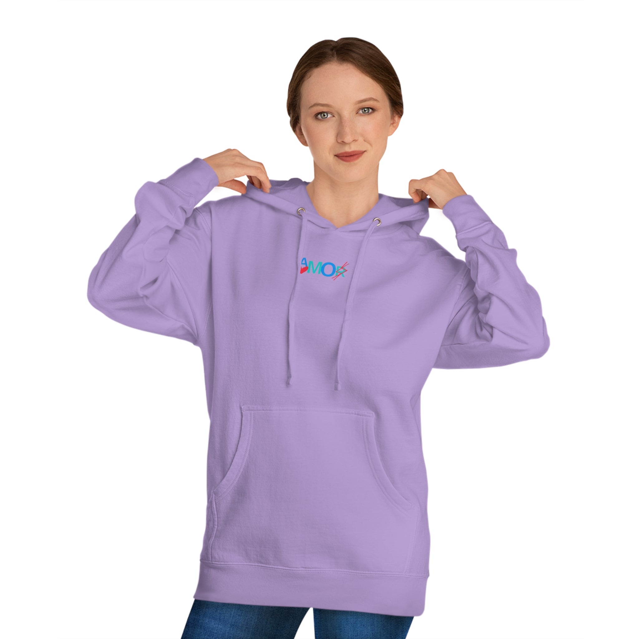 AMORX Unisex Hooded Sweatshirt - Cool and Edgy Love Typography Design Printify