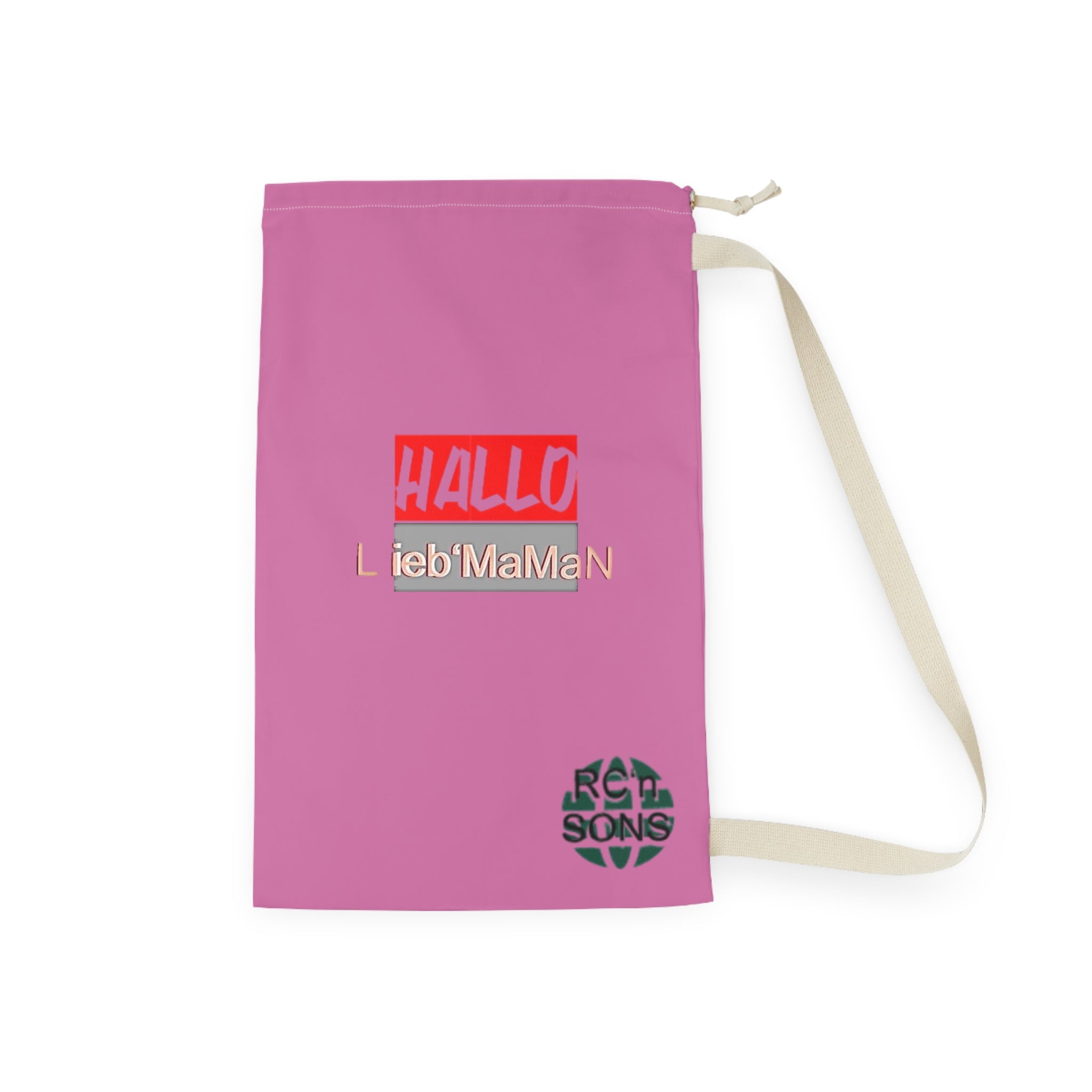 Colorful Laundry Bag with 'Hallo Lieb Mama' Design - Perfect for Home Organization