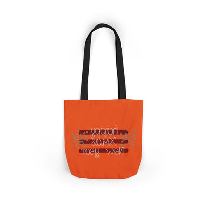 Cheerful Canvas Tote Bag, Happy New Year Gift, Eco-Friendly Bag, Reusable Shopping Tote, Trendy Gift for Her, Seasonal Tote Printify