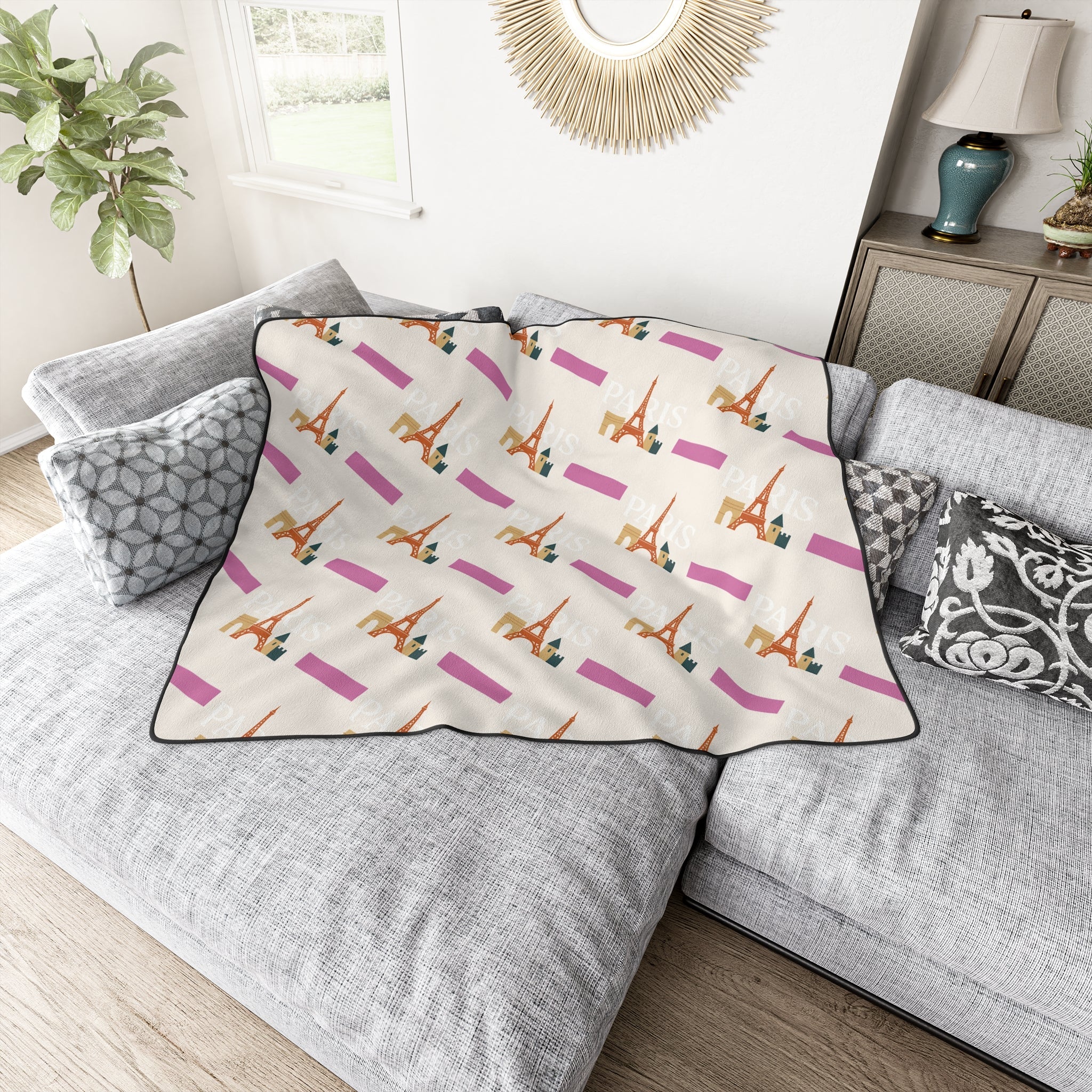 Cozy Parisian Blanket, Soft Throw Blanket for Home Decor, Eiffel Tower Blanket, Gift for Travelers, Cute Blanket for Couples Printify