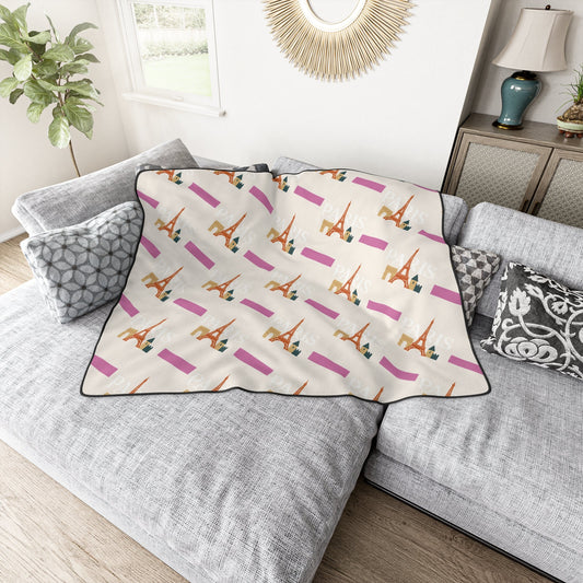 Cozy Parisian Blanket, Soft Throw Blanket for Home Decor, Eiffel Tower Blanket, Gift for Travelers, Cute Blanket for Couples Printify