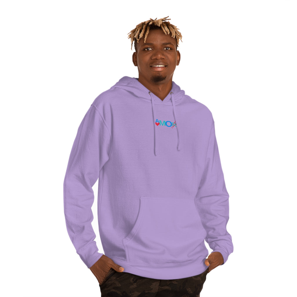 AMORX Unisex Hooded Sweatshirt - Cool and Edgy Love Typography Design Printify