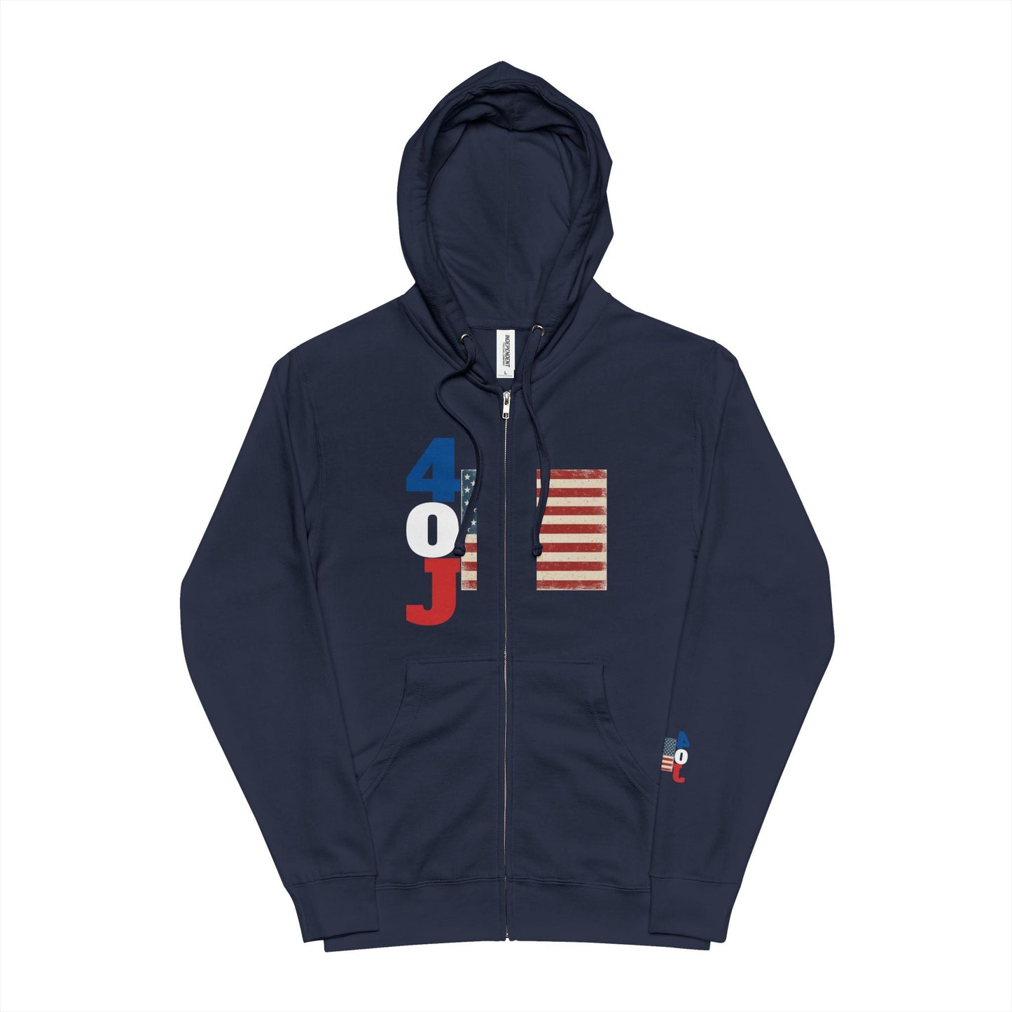 Patriotic Unisex Fleece Zip Up Hoodie, Cozy Pullover, Independence Day Apparel, Gift for Veterans, Casual Zip Hoodie Printify