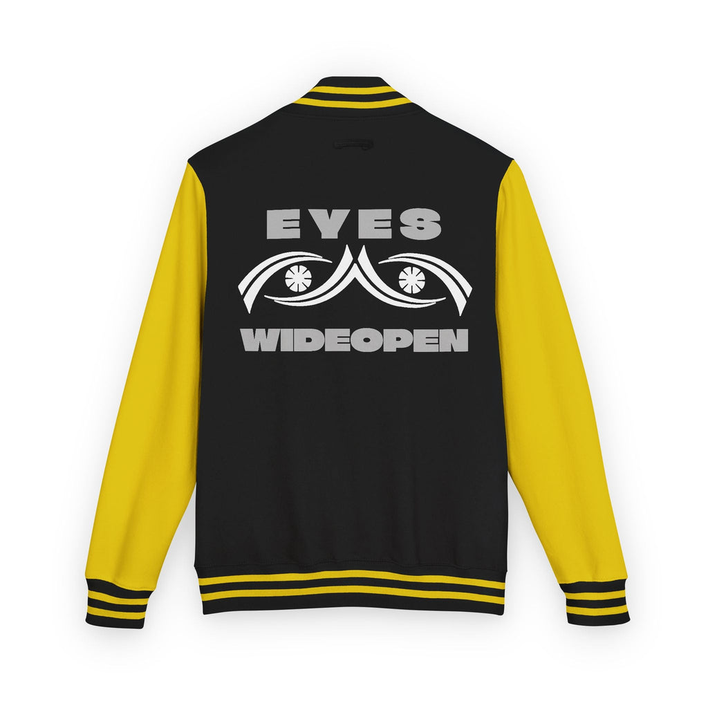 Unisex Heavyweight Letterman Jacket - Eyes Wide Open, Cozy Stylish Outerwear, Great for Game Days, Unique Gift for Teens, Trendy [...] Printify