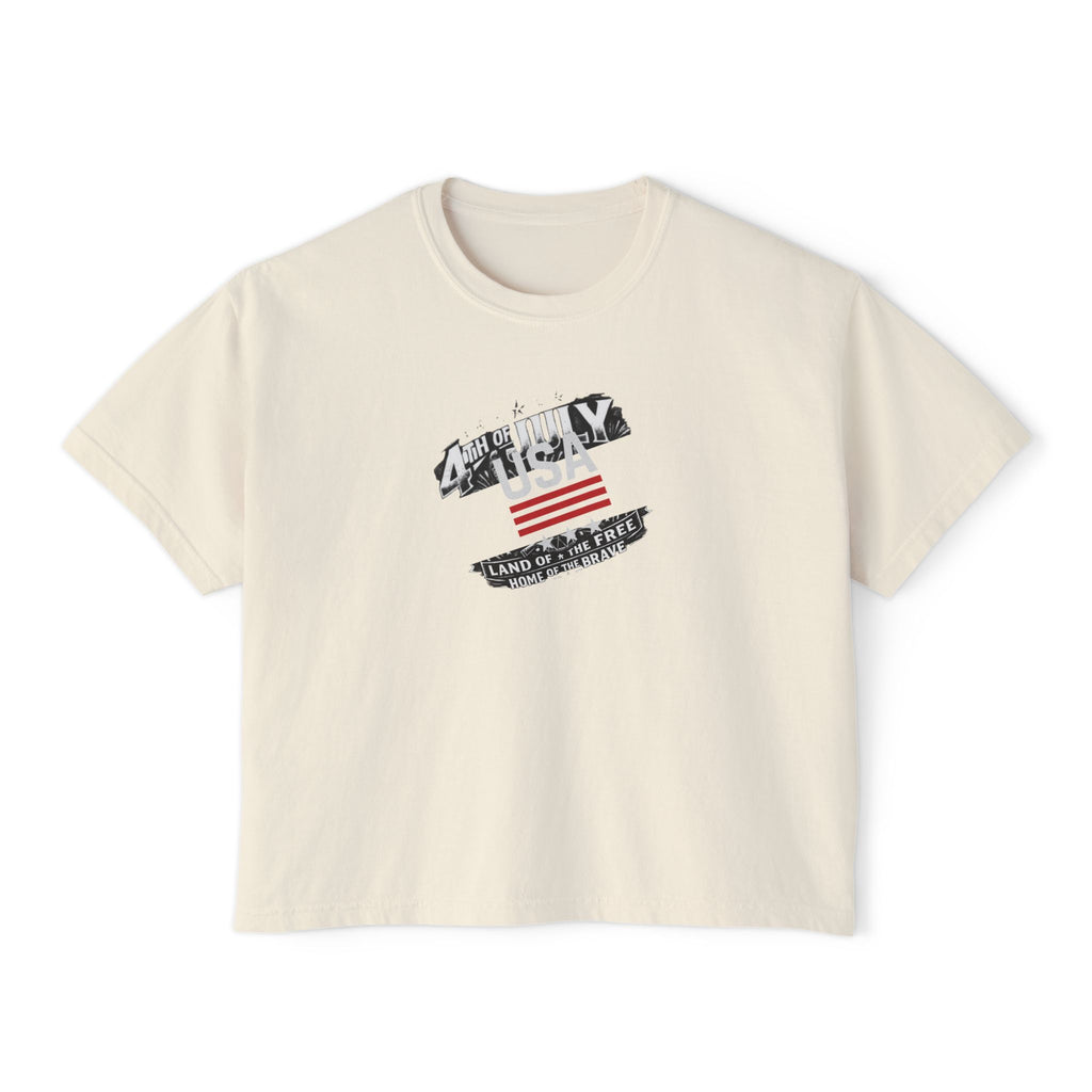 American Flag Graphic Boxy Tee - Women's Patriotic Casual Shirt