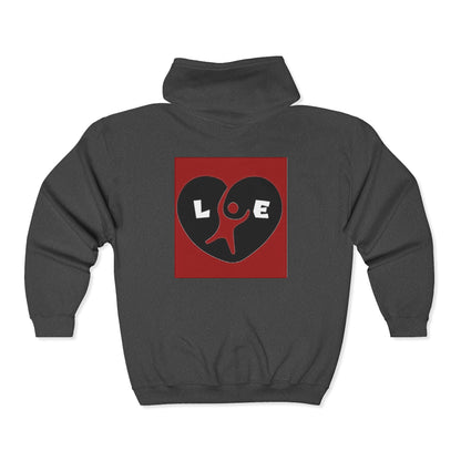 Heart Love Graphic Zip Hoodie, unisex Printify