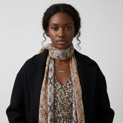 Necklace - Cutout Heart Bar Necklace (Engraving) with 'Born is being' Design Printify