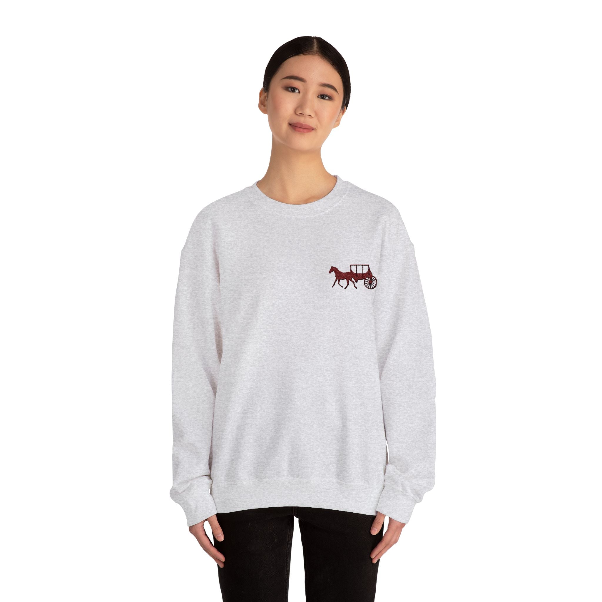 Rustic Horse & Buggy Crewneck Sweatshirt - Cozy Unisex Pullover for Barn Lovers