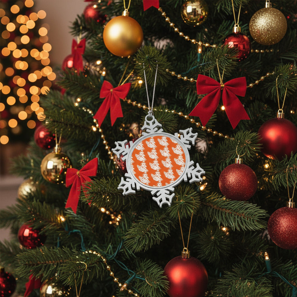 Pewter Snowflake Ornament - Hello Santa Design Printify