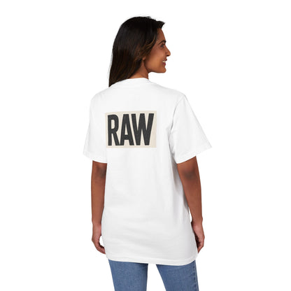 Stylish Unisex Graphic T-Shirt with 'RAW' Print, Casual Streetwear, Everyday Wear, Gift for Friends, Fashionable Basics Printify