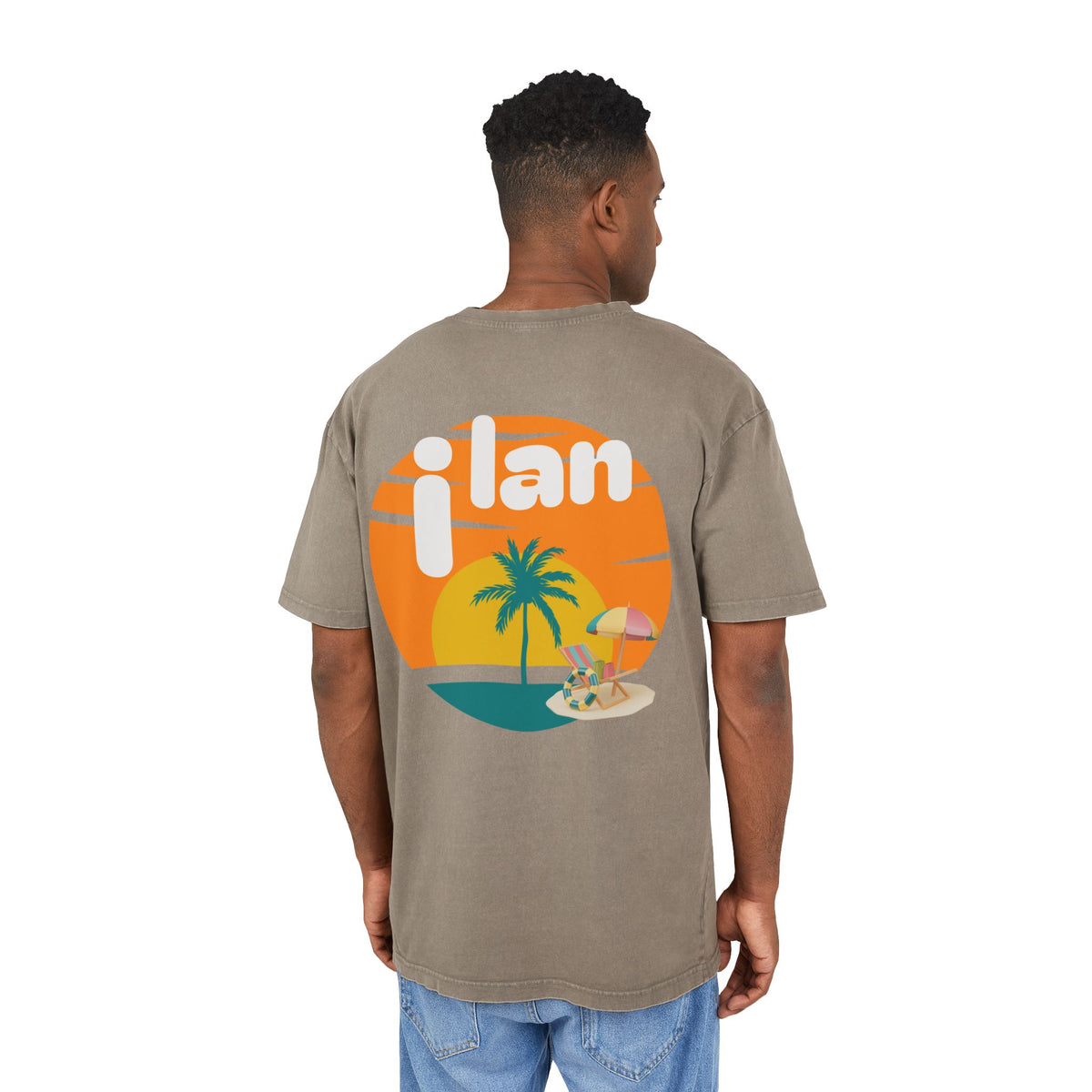 Oversize Tee Acid Washed Men's Graphic T-Shirt 'i lan'