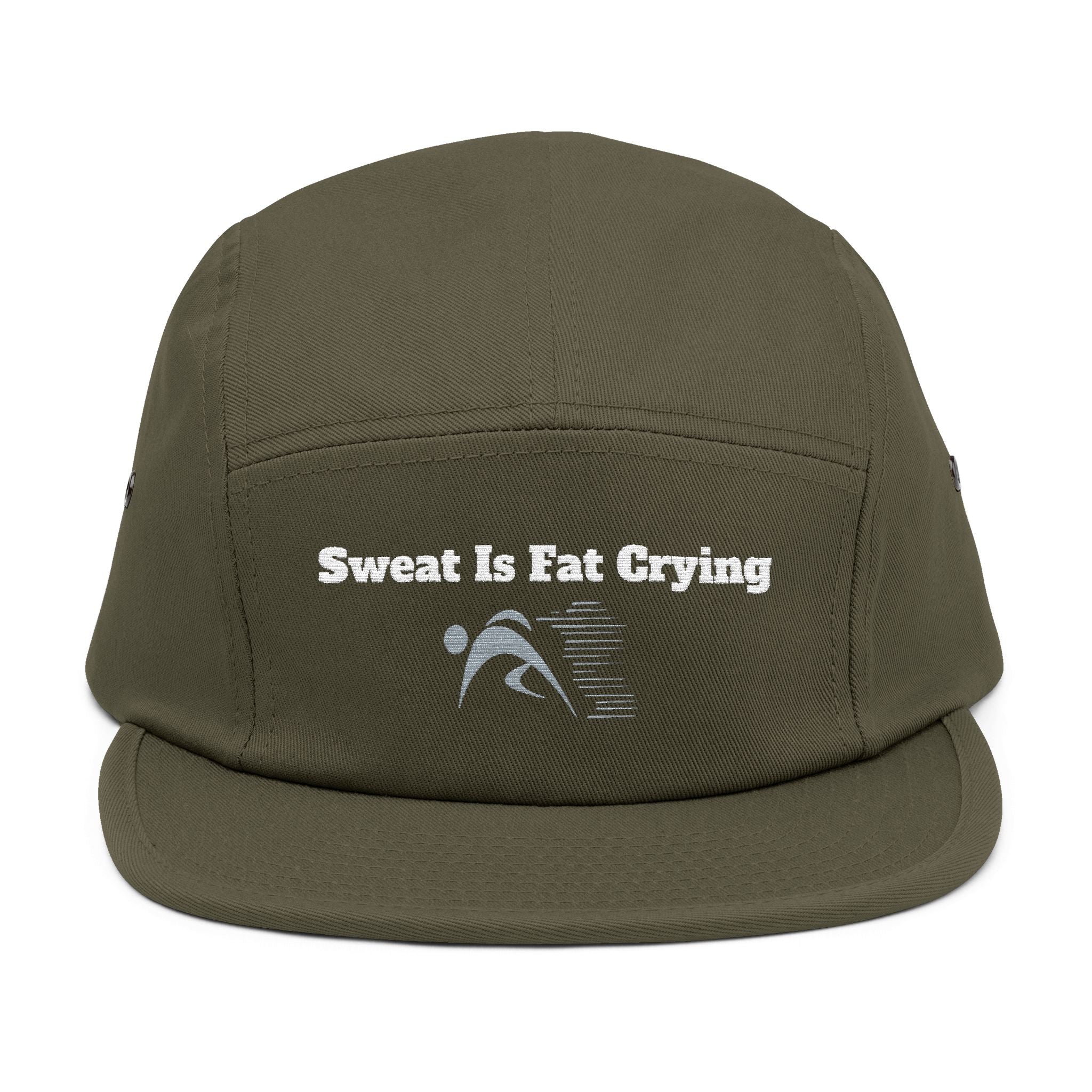 Motivational 5 Panel Cap | Sweat Is Fat Crying | Gym Wear, Sports Cap, Fitness Gift, Outdoor Hat, Workout Accessory Printify