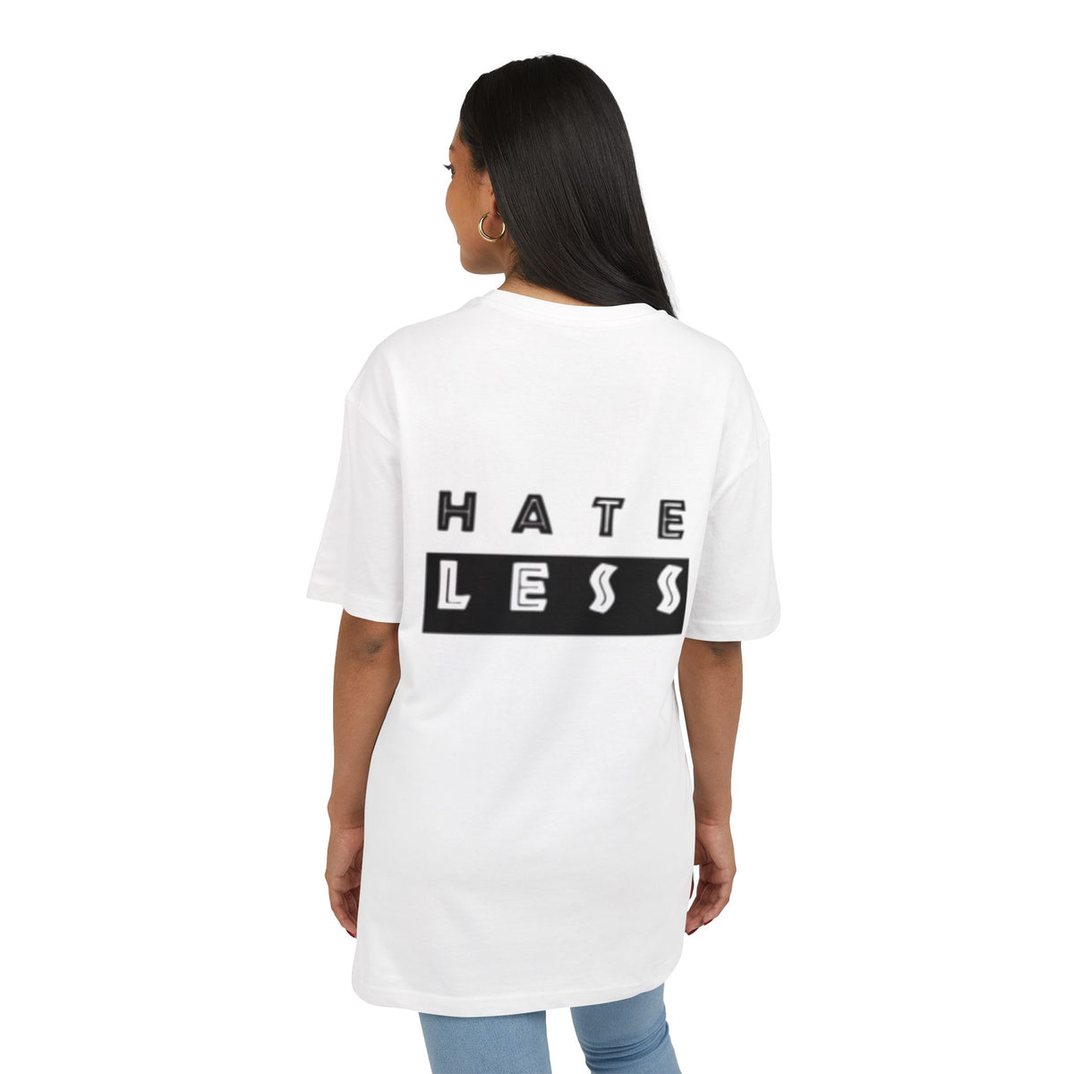 Hate Less Unisex Heavy Oversize Tee - Casual Statement Shirt for Positive Vibes