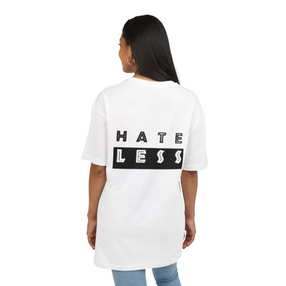 Hate Less Unisex Heavy Oversize Tee - Casual Statement Shirt for Positive Vibes