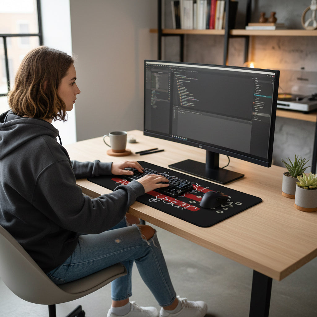 Happy Xmas & New Year Desk Mat Printify