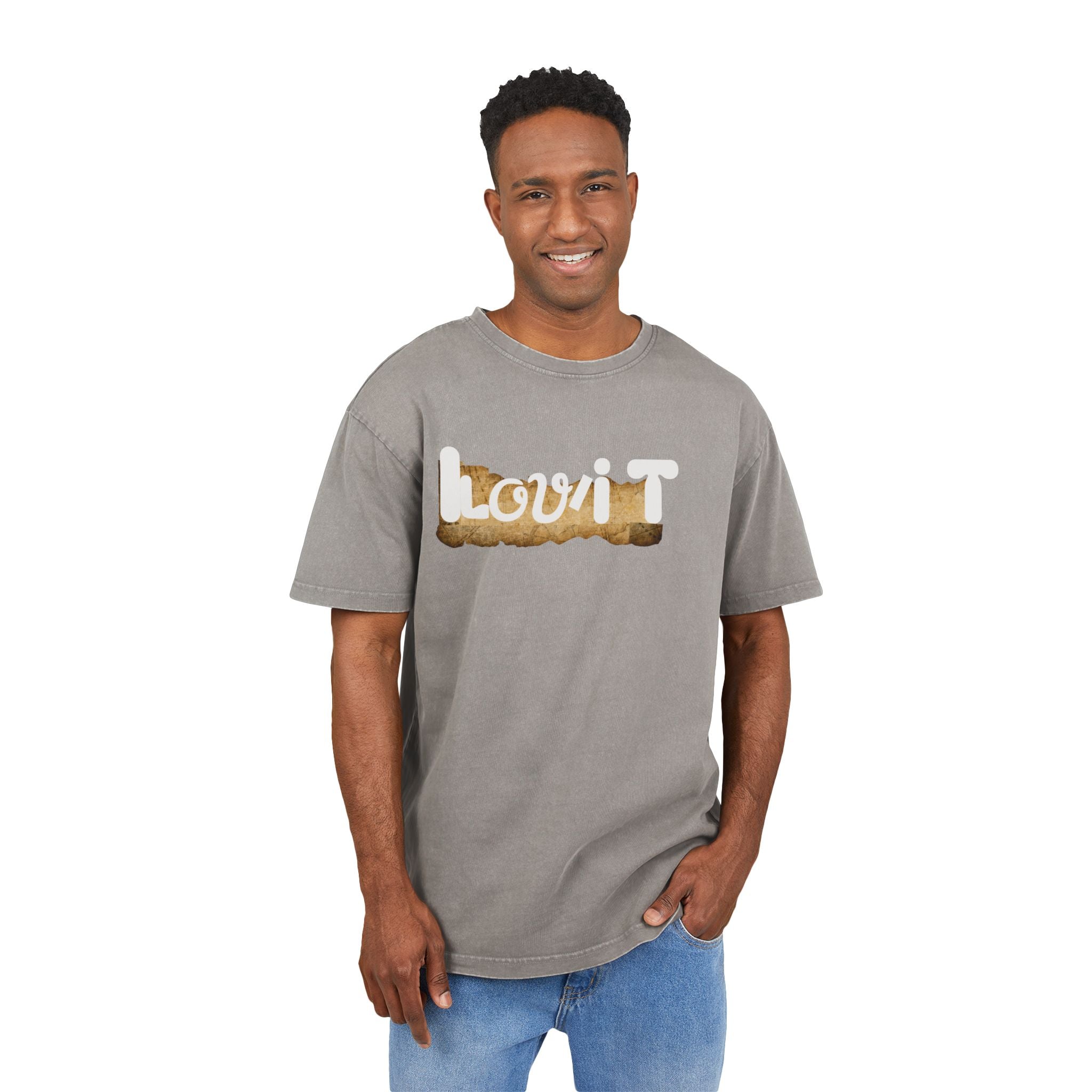 Oversize Tee Acid Washed Men's I Lov'iT Graphic T-Shirt