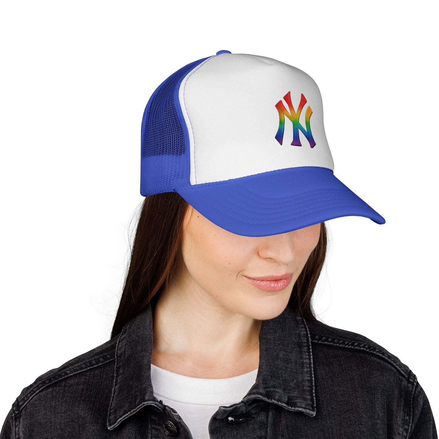 Rainbow Pride Trucker Cap - Celebratory Hat for Festivals, LGBTQ+ Events, Casual Wear, Summer Outings, Unisex Gift Printify