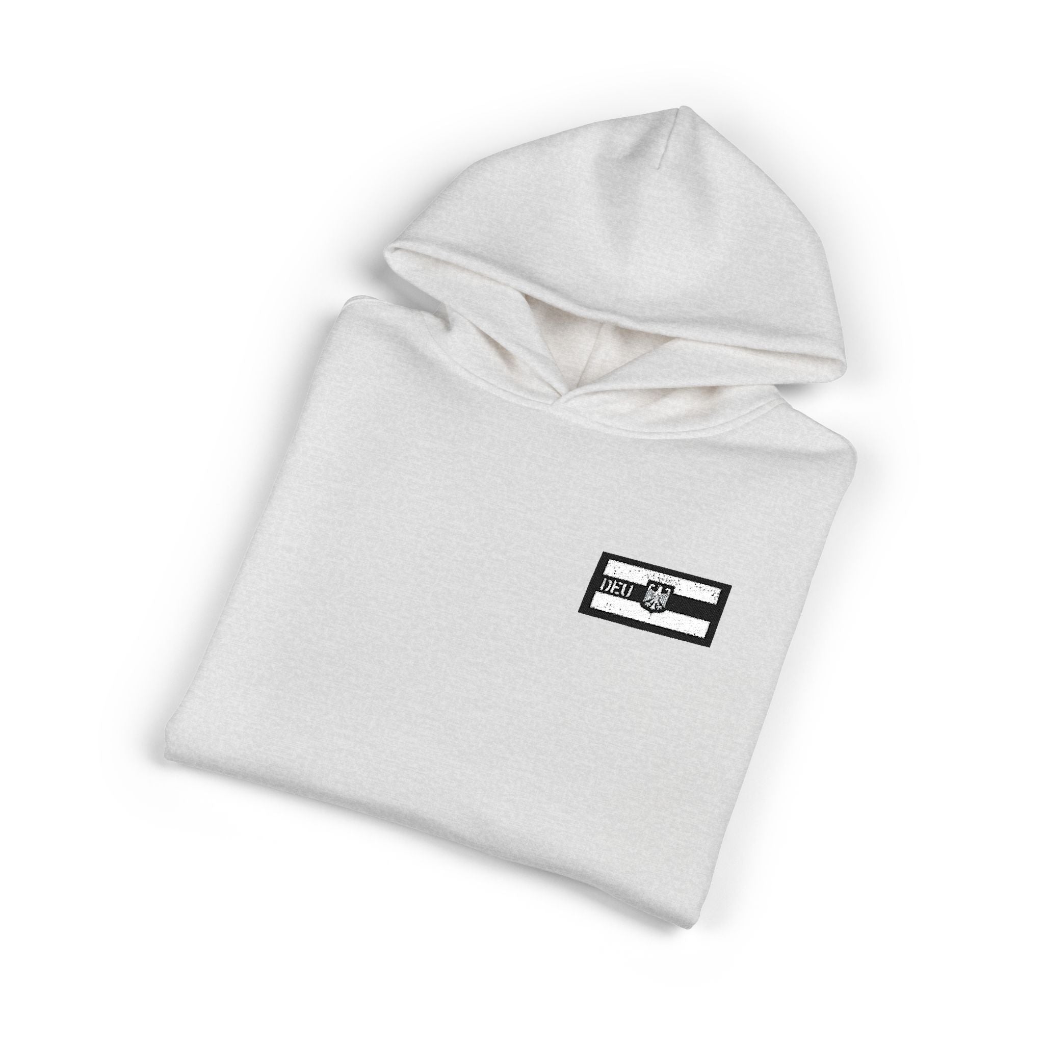 Hoodie — Minimal Black & White Flag Patch Relaxed Hoodie