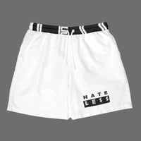 HATE LESS Unisex Swim Shorts - Comfortable & Stylish Beachwear Printify