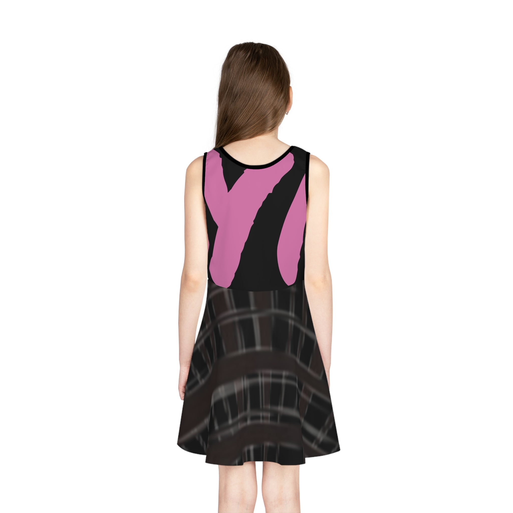 Stylish Girls' Sleeveless Sundress with Bold Pink Design