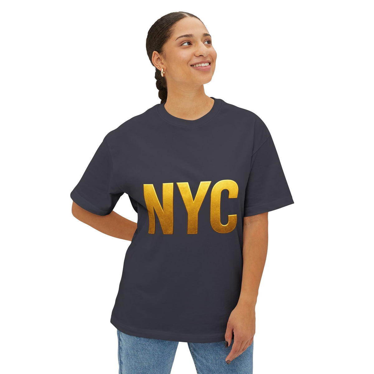 NYC Gold Foil Unisex Oversized Tee Printify