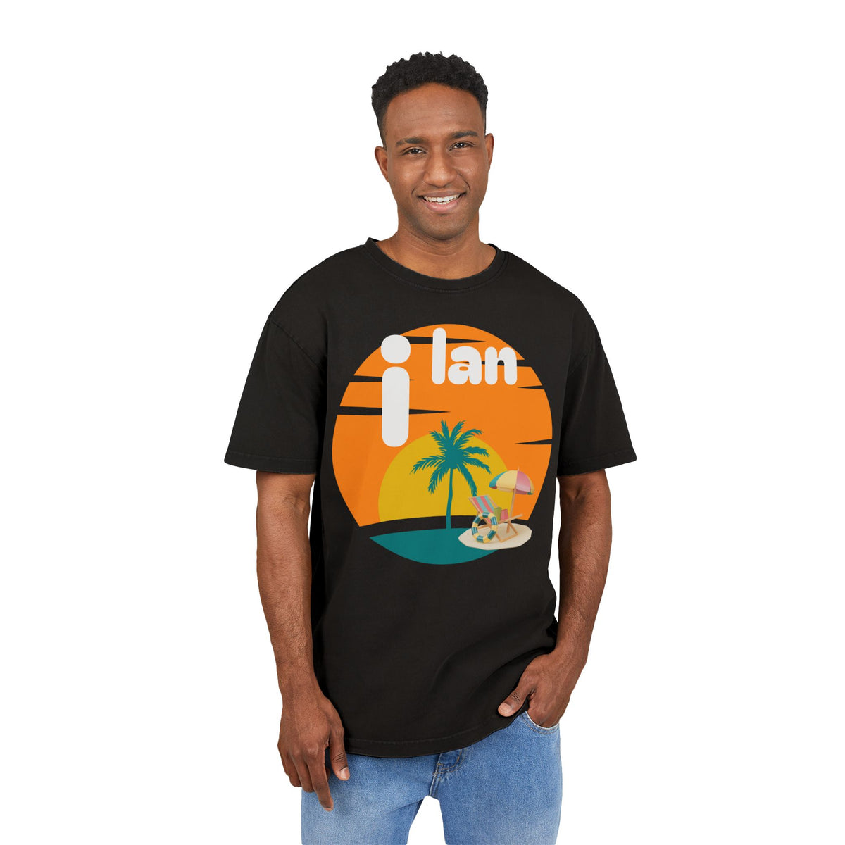 Oversize Tee Acid Washed Men's Graphic T-Shirt 'i lan'