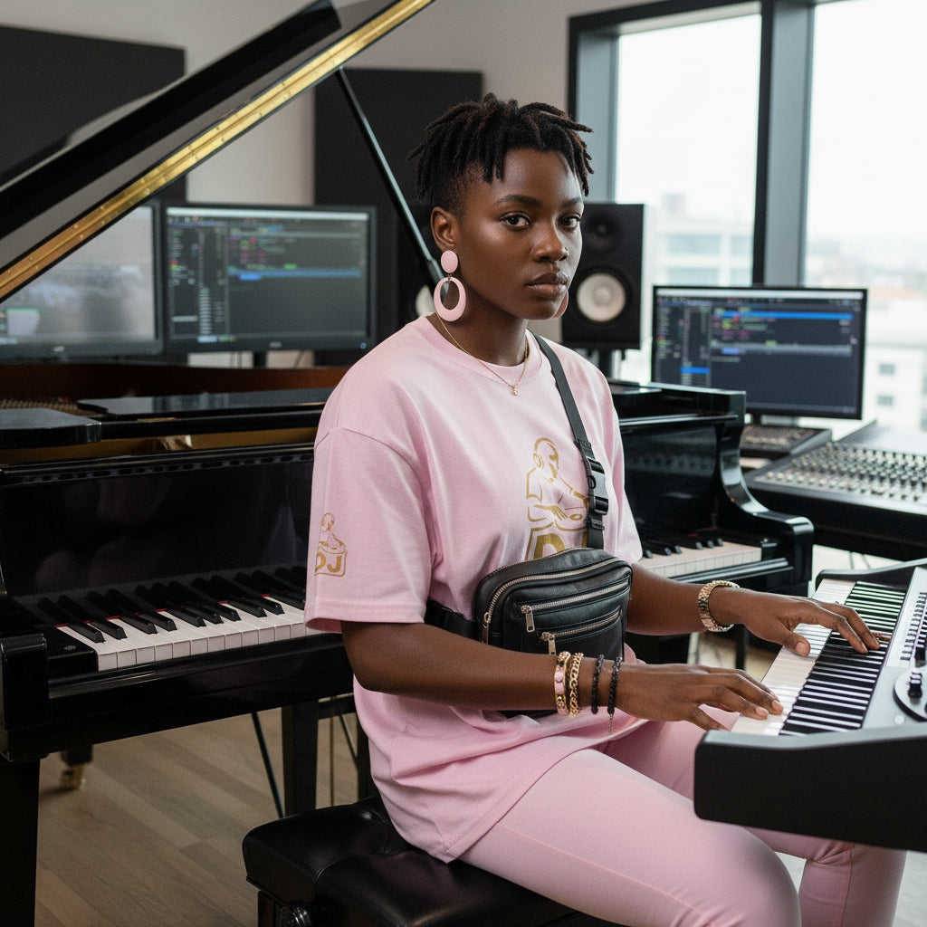 DJ Graphic Tee — Gold Turntable DJ Shirt for Music Lovers Printify