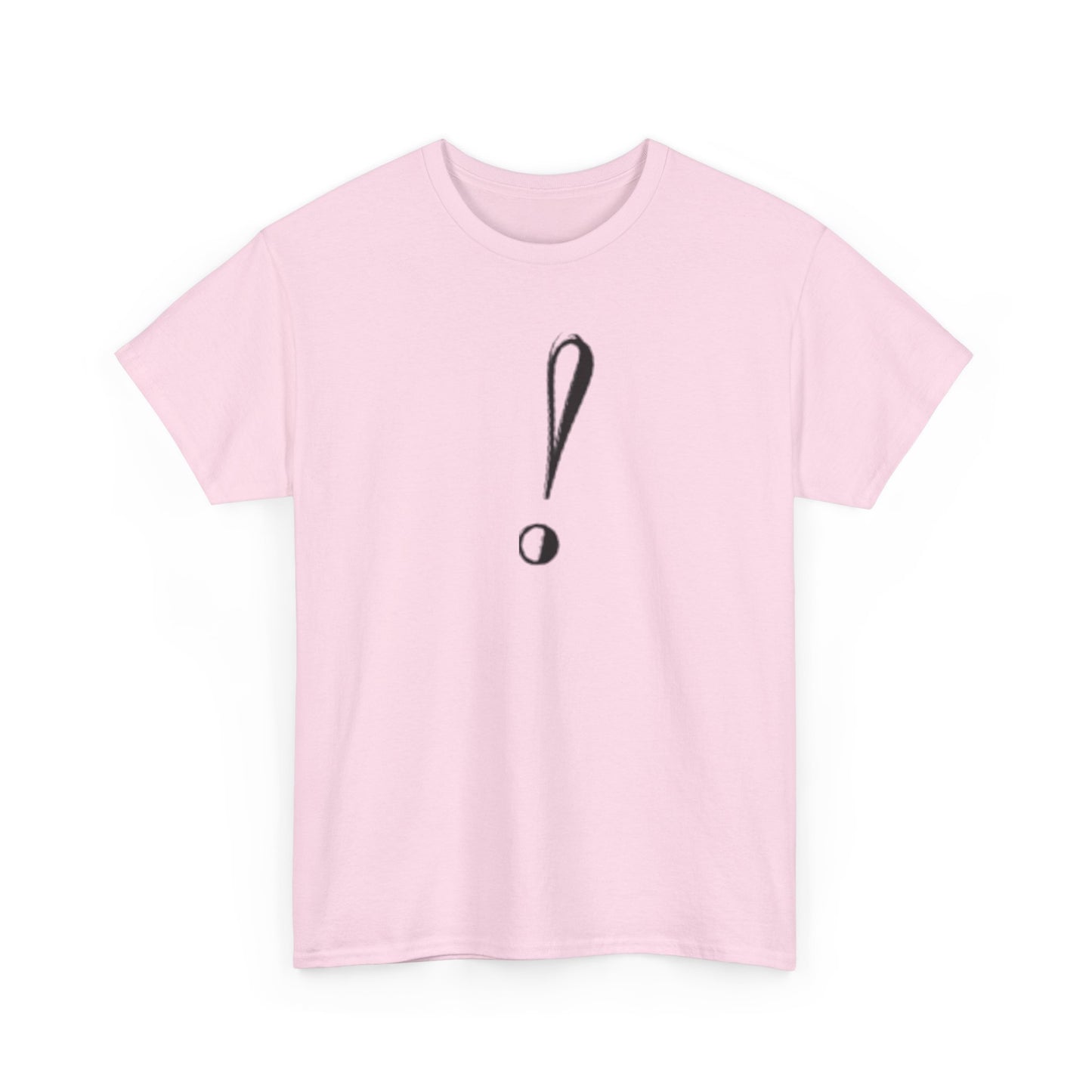 Unisex Heavy Cotton Tee with Bold Exclamation Mark Design - Casual Statement Shirt