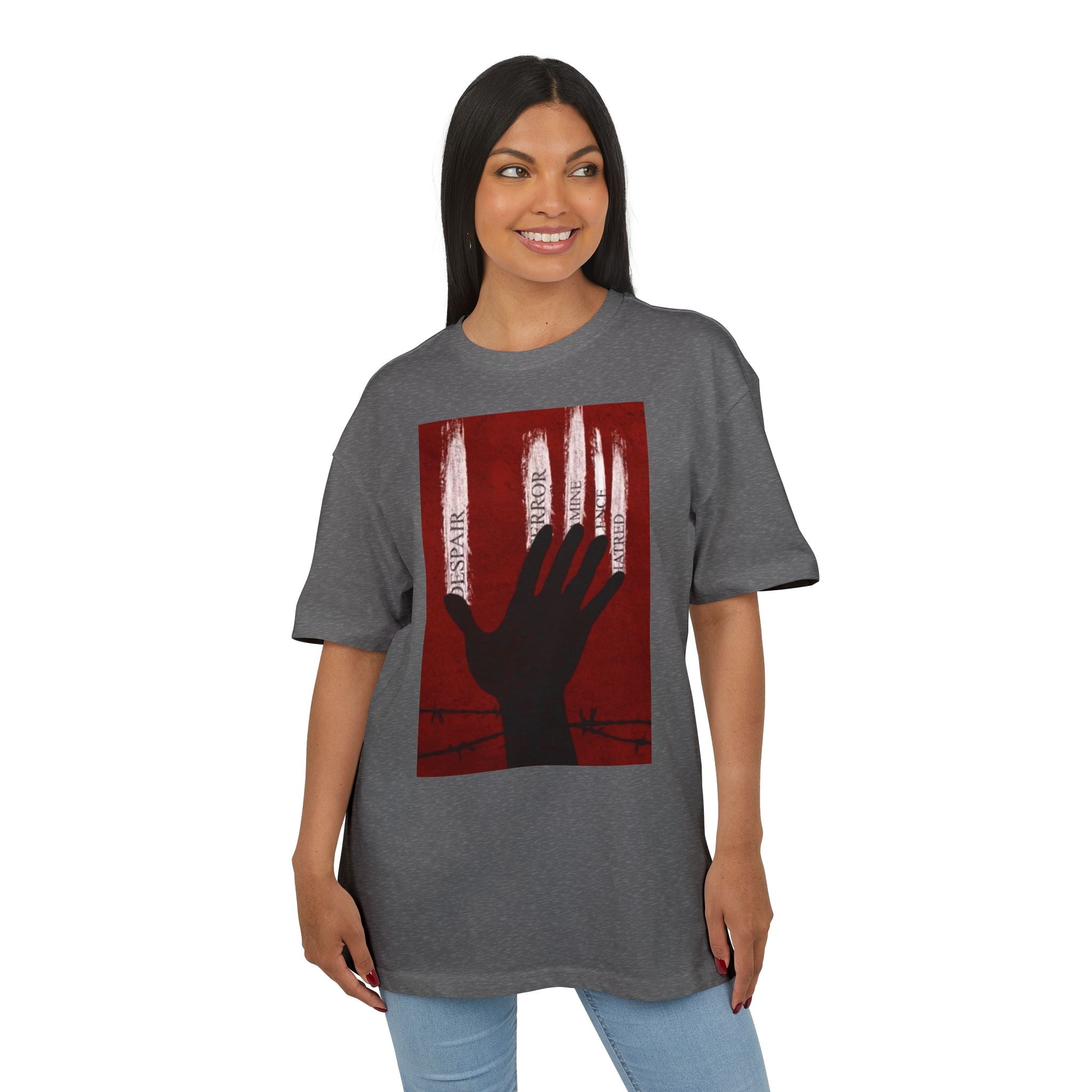 Bold Artistic Oversized Tee, Grunge Style Graphic Shirt, Unisex Urban Fashion, Statement Tee for Streetwear, Gift for Art Lovers Printify
